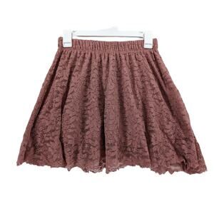 Adam Levine Lace‎ Skirt Small Mauve Elastic Waist Micro Mini Lined Lacy Flowy